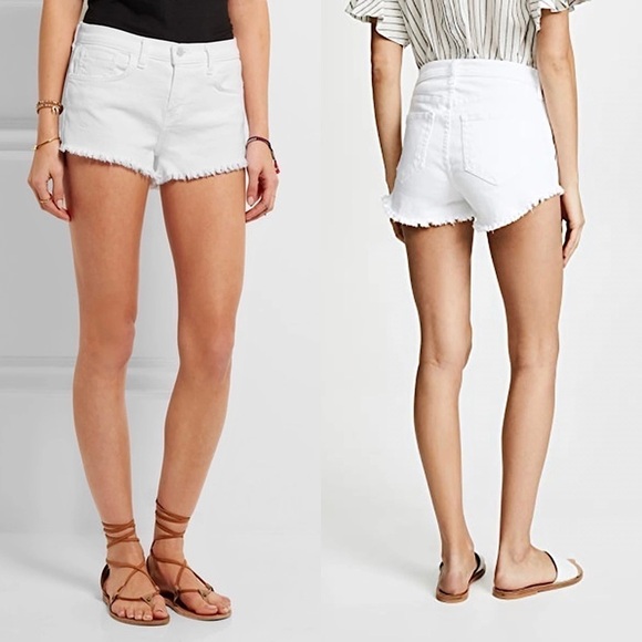 NWT L'AGENCE 90s High Rise Distressed Denim Frayed Raw Hem Cutoff Jean Shorts 25 - Picture 16 of 16